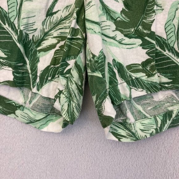 Old Navy LINEN Blend Tropical Shorts Womens 6 Floral Green Summer Lightweight - Picture 6 of 10